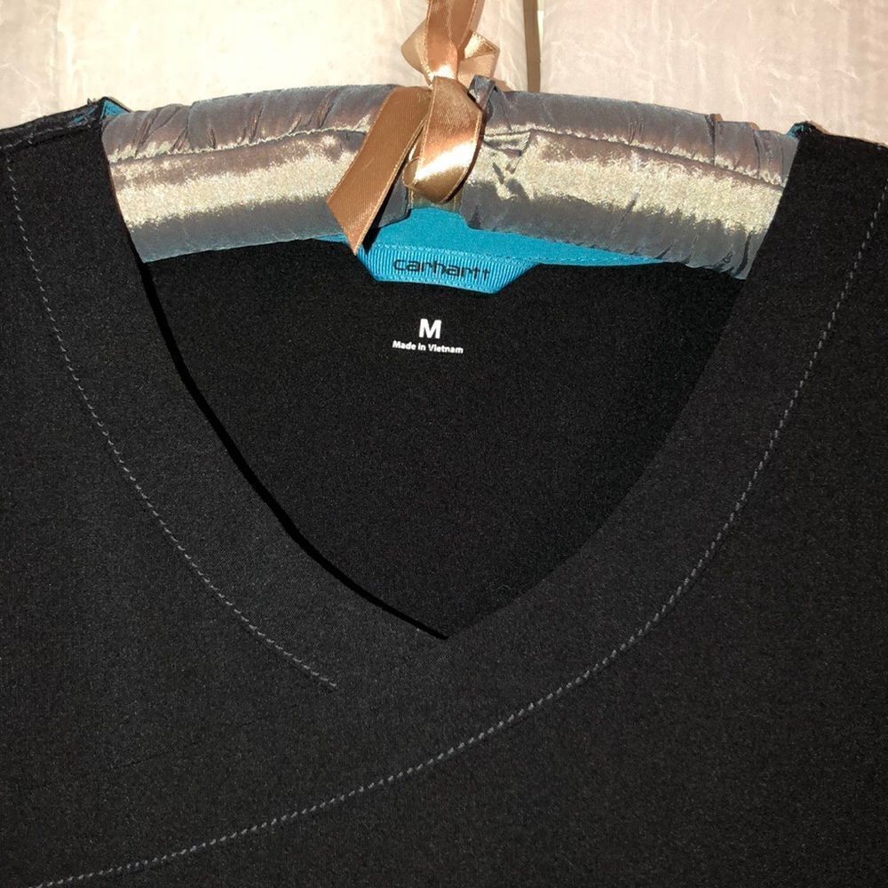 carhartt M Force Stretch Black Blue Scrub Top - Picture 9 of 15